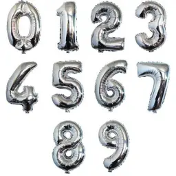 Single Silver Number Balloon